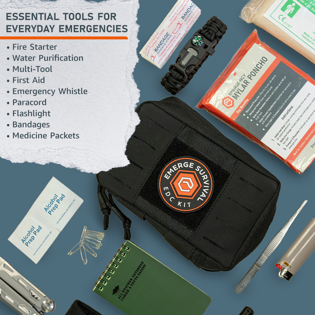 Emerge Every Day Carry (EDC) Kit, 16-Item Compact Survival Kit