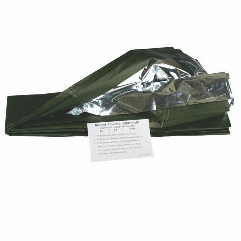 Mil-Tec Survival Blanket, OD Green and Reflective Silver
