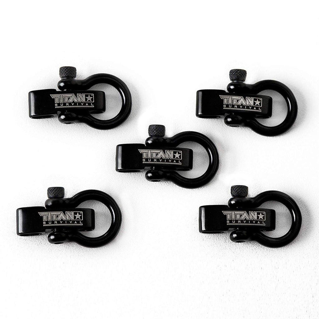 Stainless Steel Bow Shackles, Black 5-Pack, 1600 lb Tensile Strength