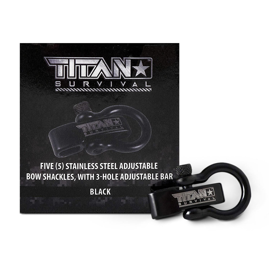 Stainless Steel Bow Shackles, Black 5-Pack, 1600 lb Tensile Strength