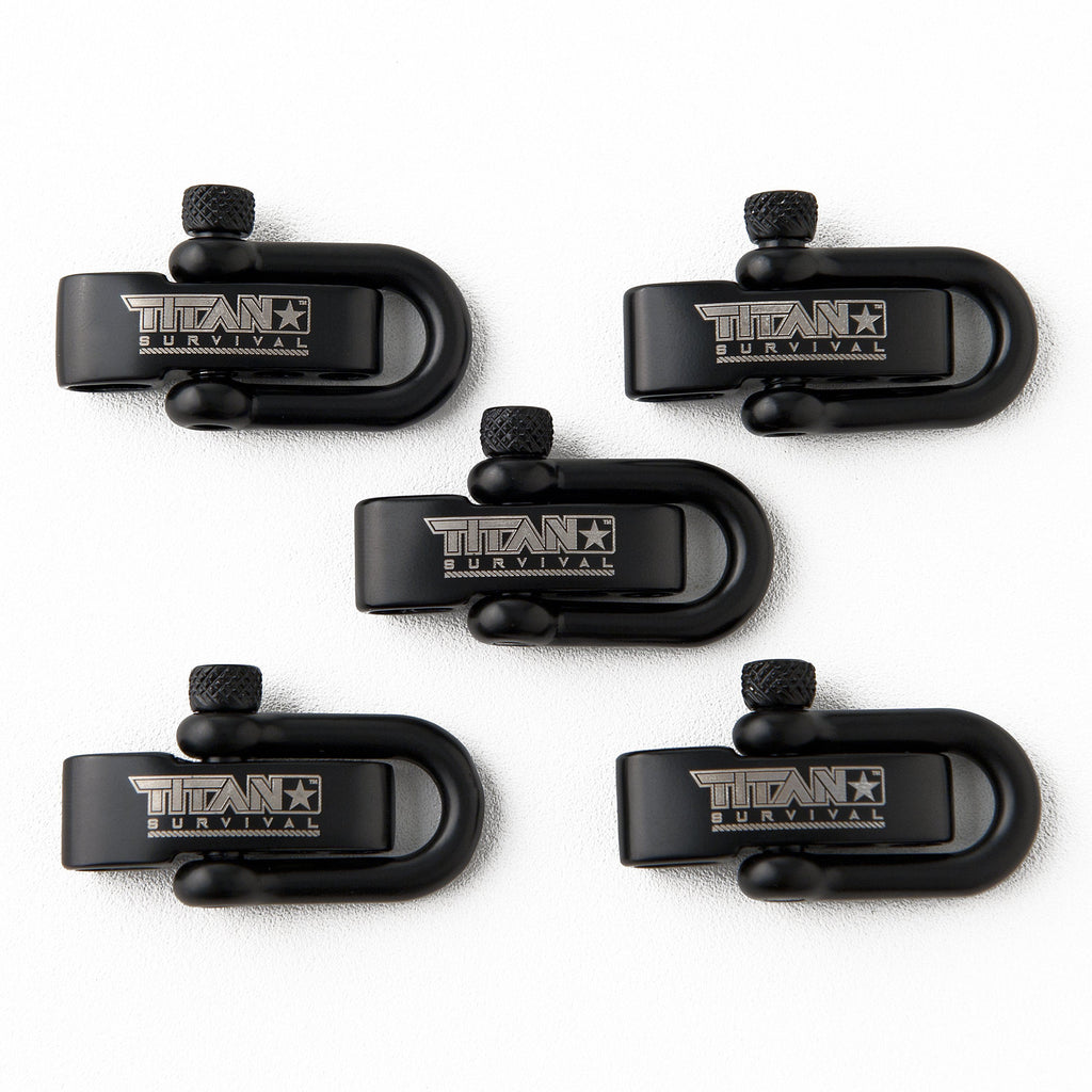 Stainless Steel D-Shackles, Black 5-Pack, 1600 lb Tensile Strength