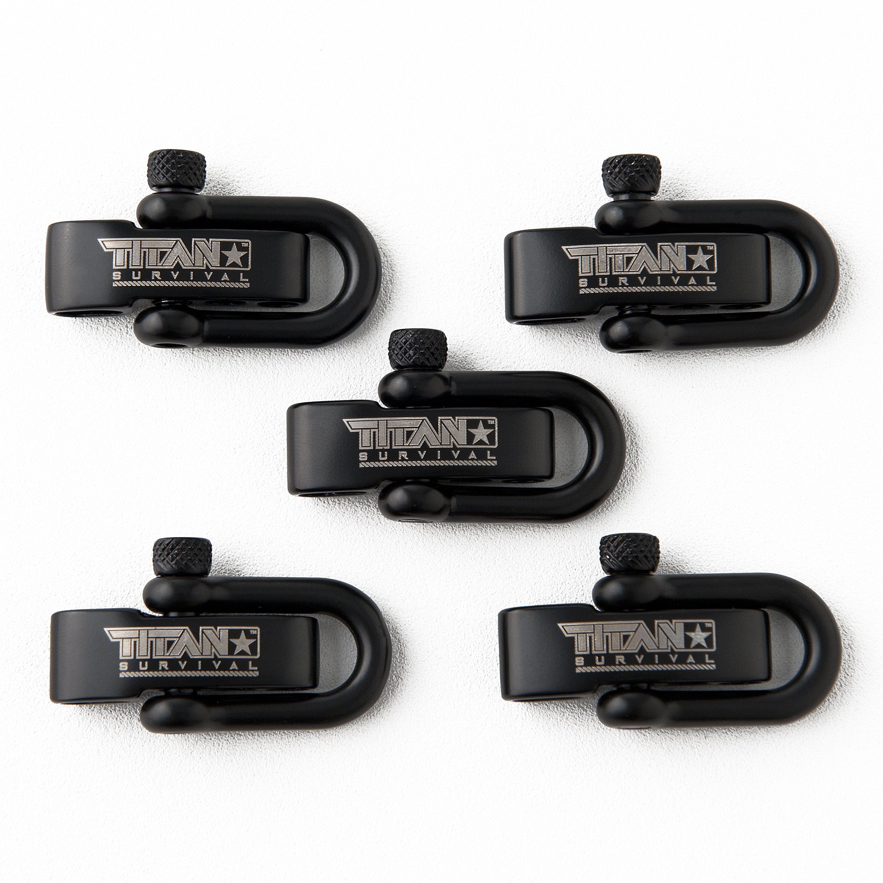 Stainless Steel D-Shackles, Black 5-Pack, 1600 lb Tensile Strength