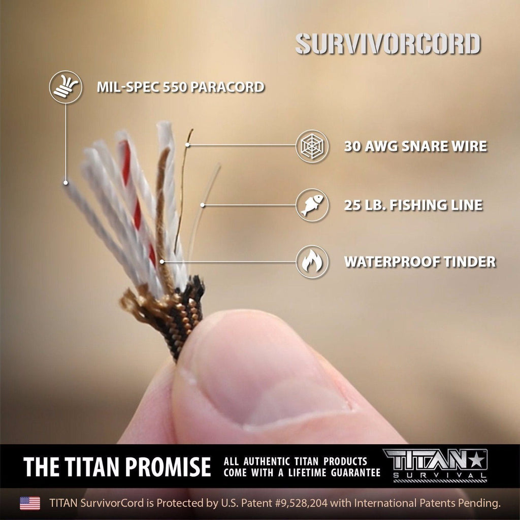 SurvivorCord Black Steel, Tactical Paracord with Embedded Steel Wire